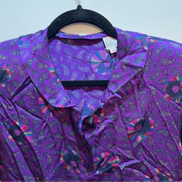 Vintage Deadstock Silk Top Psychedelic Goddess Print - Picture 4 of 12